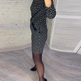 Robe à imprimé losange et manches longues