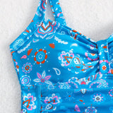 Maillot De Bain Décolleté Plissé Fleuri Une-Pièce