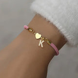 Cœur Initial Charme Lien Branché Bracelet