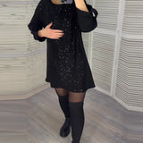 Robe à manches froncées et sequins