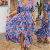 Robe à imprimé roses et fentes