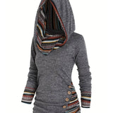 Sweat-shirt à capuche décontracté de couleur contrastée