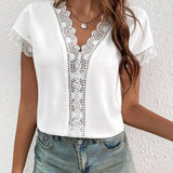 T-Shirt Dentelle Creux Uni