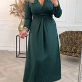 Robe sexy unie avec manches longues