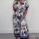 Robe à poche col V imprimé animal