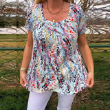 T-Shirt Col U Manches Courtes Imprimé