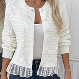 Manteau Manches Longues Pull À Panneaux De Dentelle