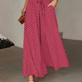 Pantalon Imprimé Pois Long