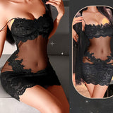 Set De Chemise De Nuit Unie À Volants