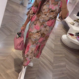 Robe ample douce imprimée à col en V