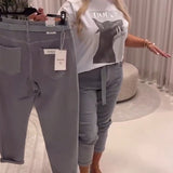 Pantalon Élastique Coupe Slim Décontracté