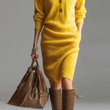 Robe pull décontractée de couleur unie pour l'automne et l'hiver