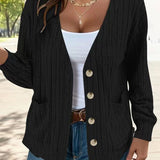 Veste manches longues col V couleur unie