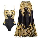 Maillot de bain Vintage Maille imprimée Protection solaire