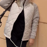 Manteau zippé à col haut de couleur unie