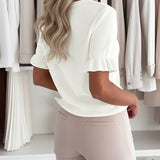 T-shirt Volantée Manches bouffantes Tricot