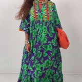 Robe longue décontractée imprimée à col en V
