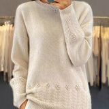 Pull-Over À La Coupe Adaptée Pour Femme, À Couleur Unie Et De Style Rétro