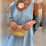 Imprimé Décolleté Ronde Robe Longue Casual Haut Deux Pièces