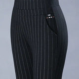 Pantalon taille haute décontracté avec poches
