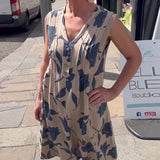 Robe Décolleté En V Sans Manches Imprimée