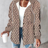 Manteau à capuche imprimé décontracté avec poche et lacets