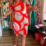 Robe imprimée droite à col en V