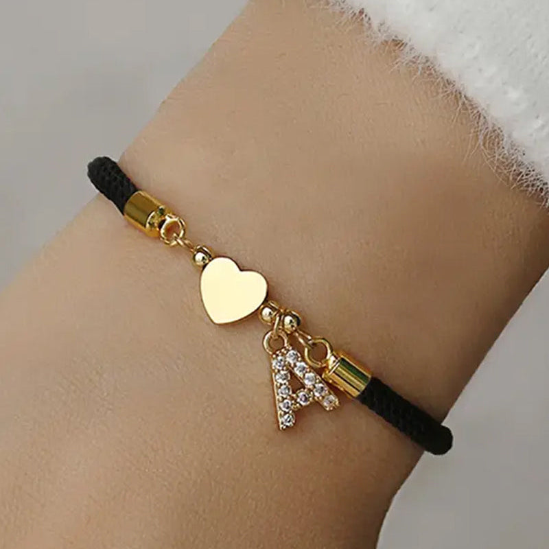 Cœur Initial Charme Lien Branché Bracelet