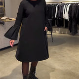 Robe Uni Manche Évasée Froncé