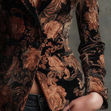 Blazer Sarto Femmes avec Imprimé Floral Noir et Bronze
