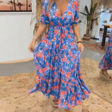 Robe à imprimé roses et fentes