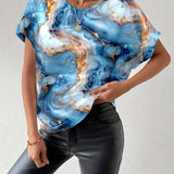 T-shirt Col Rond Imprimé Marbre