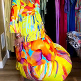 Robe imprimée à manches évasées