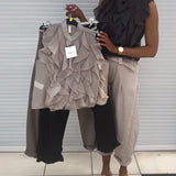 Tank Top Designer Ruffle Sans Manches