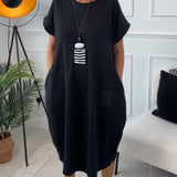 Robe décontractée à manches courtes et imprimé lettre simple