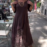 Robe À Manches Longues De Couleur Unie Irrégulière