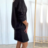 Robe Col Rond Paillettes Fines À La Mode