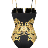 Maillot de bain Vintage Maille imprimée Protection solaire