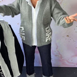 Manteau-Pull Décontracté à Manches Longues avec Lettre
