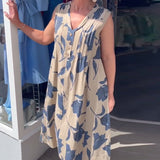 Robe Décolleté En V Sans Manches Imprimée