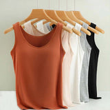 Débardeur Femme Avec Soutien-Gorge Intégré Sans Manches Décontracté Basique Col Rond Classique