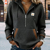Sweat À Capuche Manches Longues Jacquard Décontracté