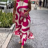 Robe Sans Manches Col Rond Avec Imprimé Géométrique