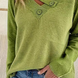 Pull Col V Bouton Uni