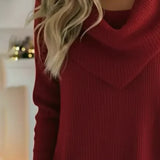 Robe-Chandail Unie À Col Roulé Et Poche