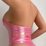 Lingerie Cuir Verni Soutien-Gorge Dos Nu