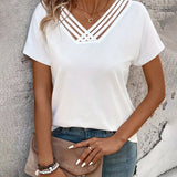 T-Shirt Polyvalent Crossover Col En V Manches Courtes