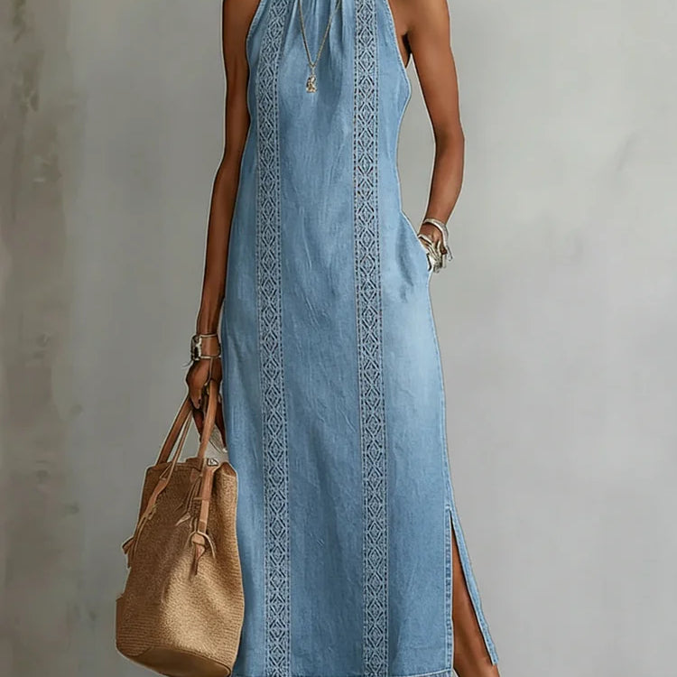 Soline | Robe en denim à dentelle rétro