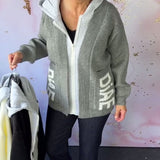 Manteau-Pull Décontracté à Manches Longues avec Lettre