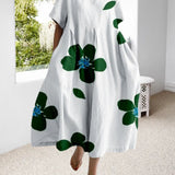 Robe ample imprimée à manches courtes